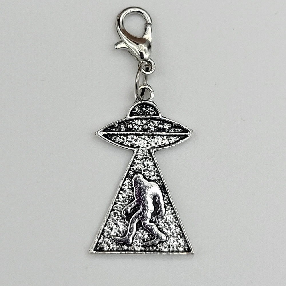 Clip On big foot UFO Paranormal charms silver Sasquatch Yeti believe